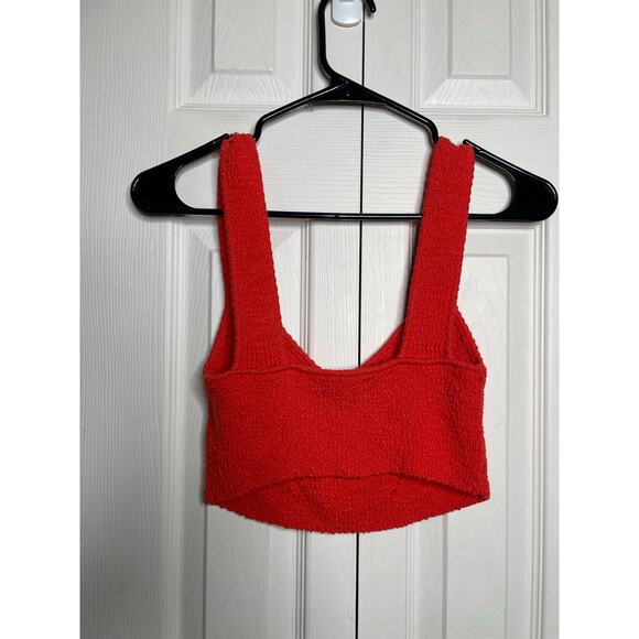 NEW Urban Outfitters Red Orange Knit Crochet Stretchy Crop Top Tank Size Small - Picture 8 of 9